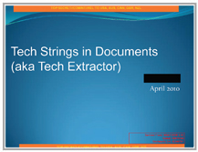 View these slides NSA XKEYSCORE slides - Tech Strings in Documents - Tech Extractor